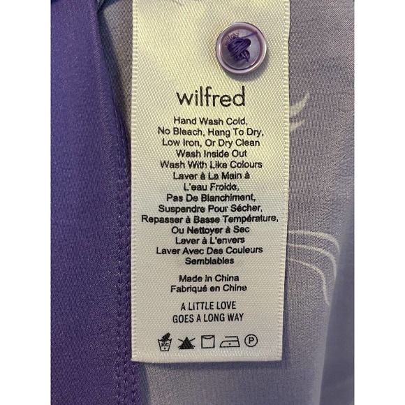 Wilfred Aritzia •XXS• Crane Bird Print Silk Crepe Blouse Top Keyhole Back $110 - Picture 9 of 10